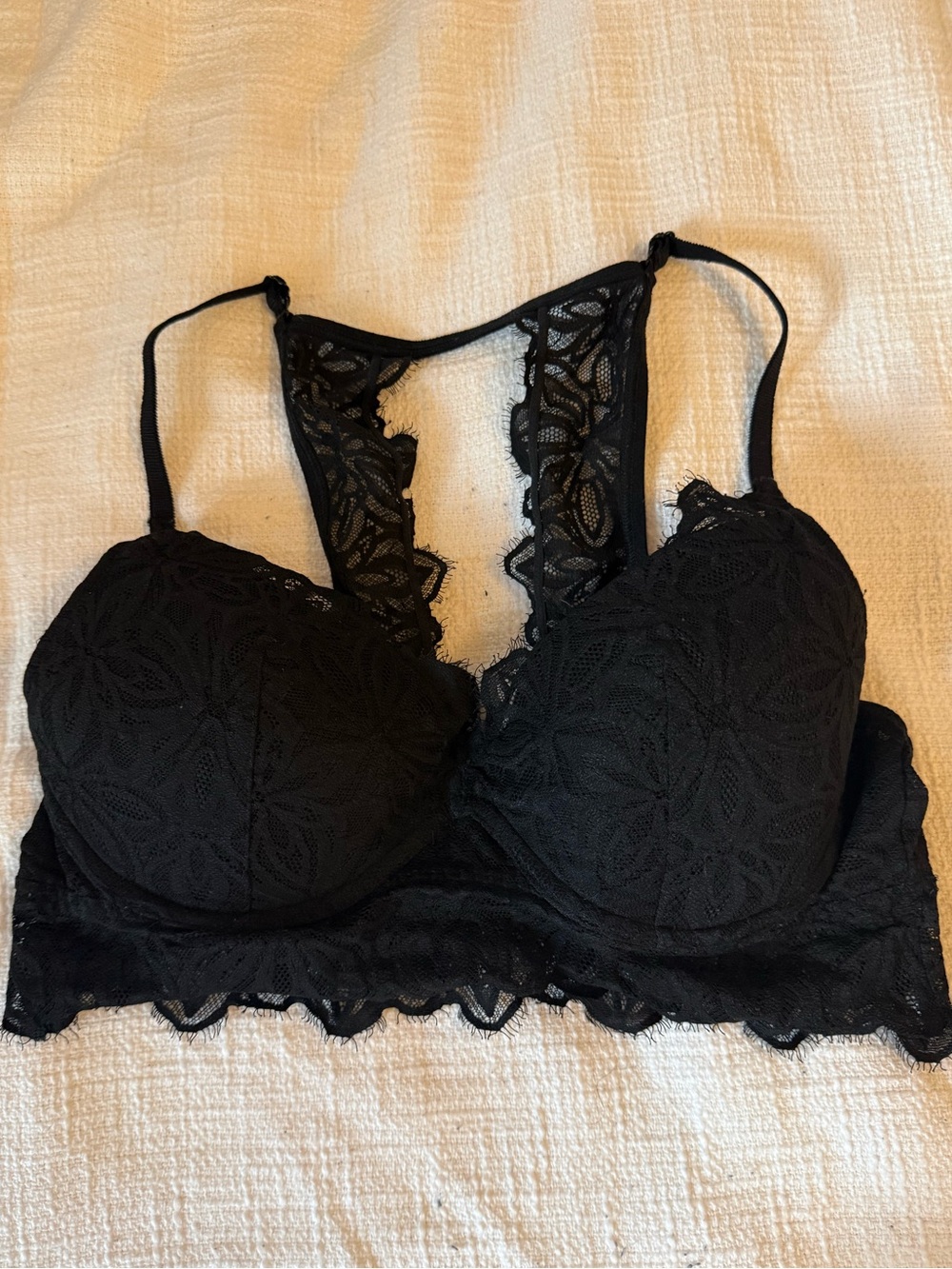 PINK Victoria's Secret Black Lace Longline Bralette